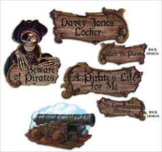 Decoratie piraat signs 6 stuks