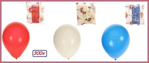 Ballonnen helium 300x rood, wit en blauw