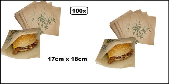 100x Snack zakje papier kraft 17x18cm