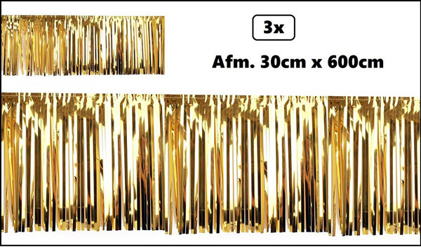 3x Guirlande folie slierten goud pvc 30cm x 600cm