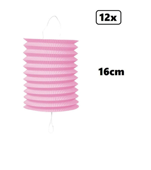 12x Lampion roze 16cm