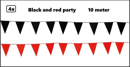 4x Vlaggenlijn Black and Red party 10 meter
