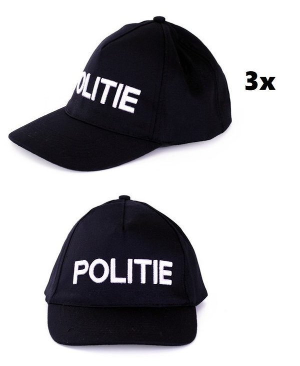 3x Baseball cap Politie zwart
