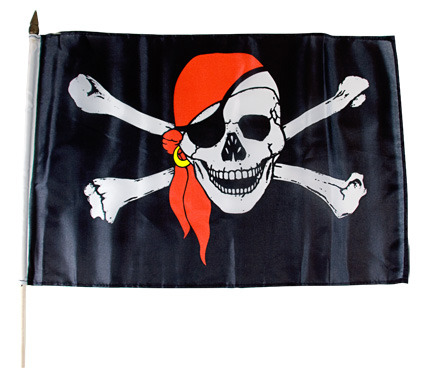 Piratenvlag op stok 30cm x 45cm