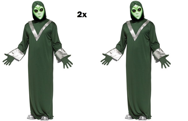2x Area 51 kostuum met masker one size - Alien