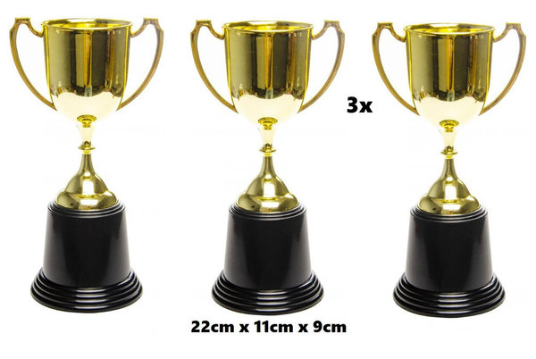 3x Trofee Winner Trophy Cup 22cm x 11cm x 9cm