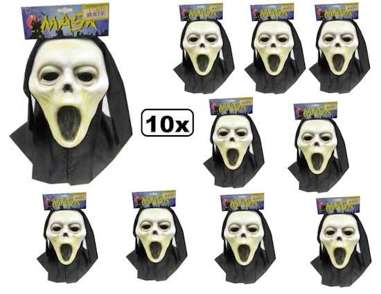 10x Halloween Vynil masker scream + doek kids