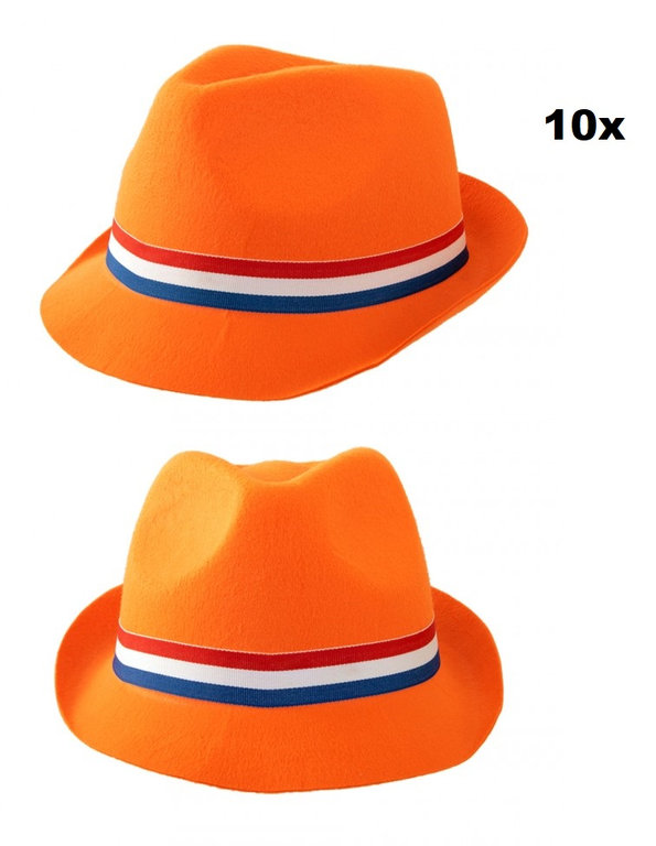 10x Festival gleufhoed oranje - Koningsdag