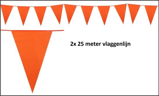 2x Vlaggenlijn oranje 25 meter
