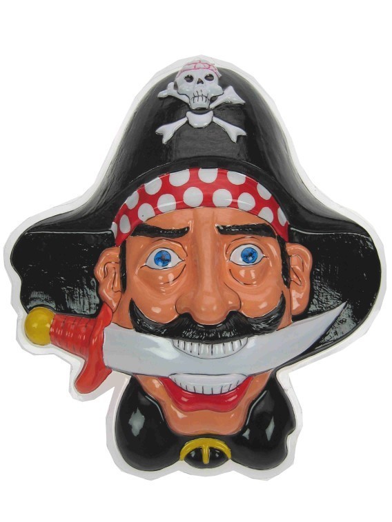Wanddeco piraten hoofd + dolk 36x45cm