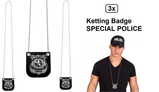3x Ketting Badge SPECIAL POLICE - metaal
