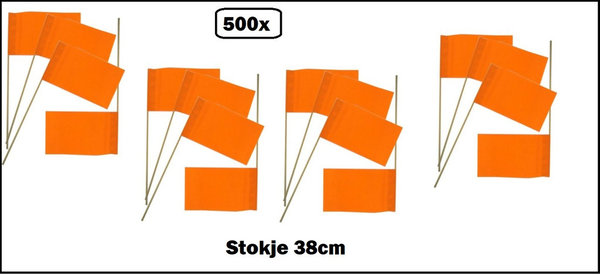 500x Zwaai vlaggetjes op stok oranje