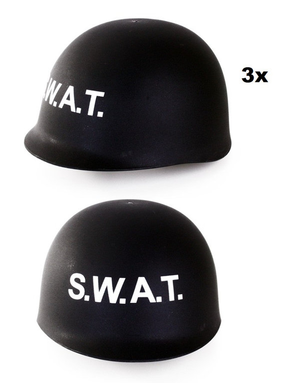 3x SWAT helm zwart kinderen