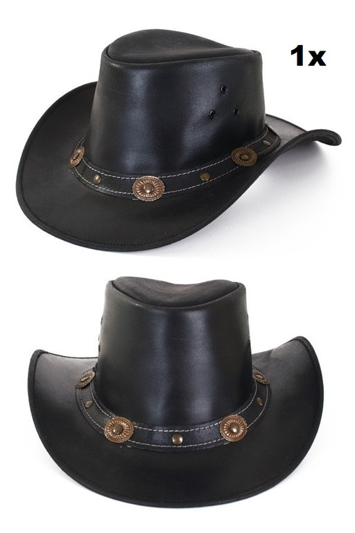 Cowboy hoed leder zwart