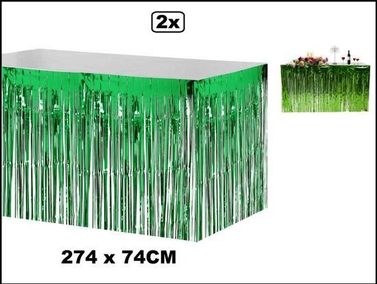 2x Tafelrok metallic folie groen 274x74cm