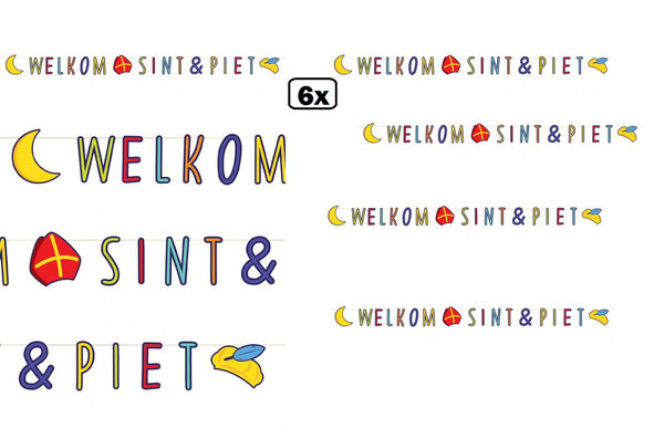 6x Letterslinger 3 m papier welkom Sint & Piet
