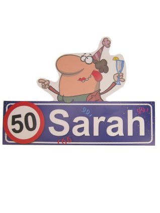 Bordje Sarah 50 met karakter 48x35