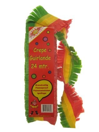 3x Crepe guirlande brandveilig rood/geel/groen 24 meter
