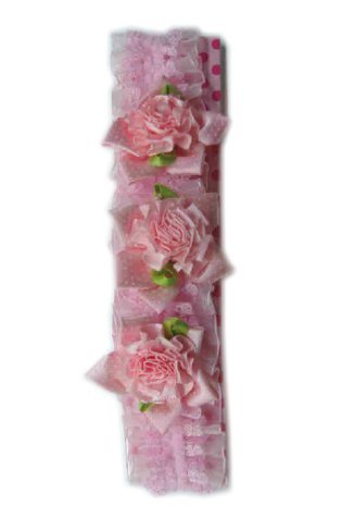 Kousenband roze + roosjes