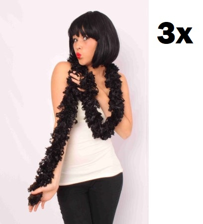 3x Boa sjaal zwart - 165cm