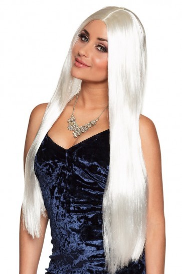 Pruik charming wit lang haar