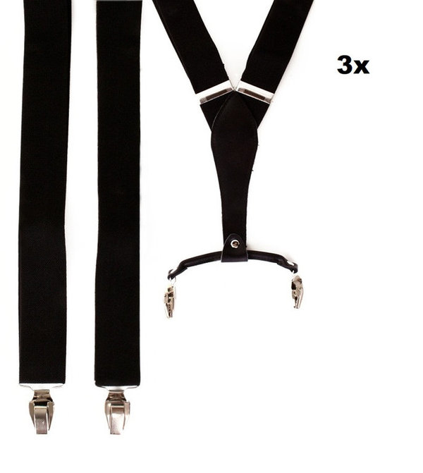 3x Bretel luxe zwart met leder in doos