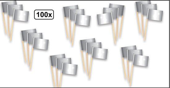 100x Cocktailprikker metallic zilver