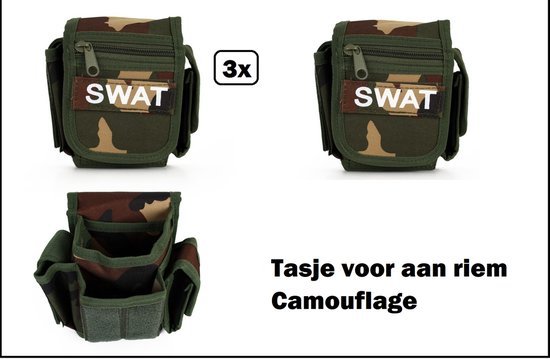 3x Camouflage tasje voor aan riem