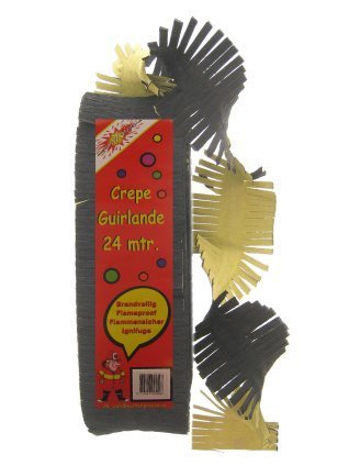 Crepe Guirlande brandveilig zwart/geel 24 meter