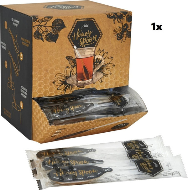 125x Honey Spoon / honinglepel per stuk verpakt in dispenserbox