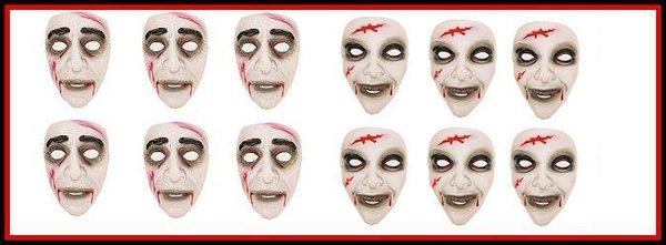 Masker Zombie man/vrouw 12 stuks