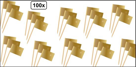 100x Cocktailprikker metallic goud