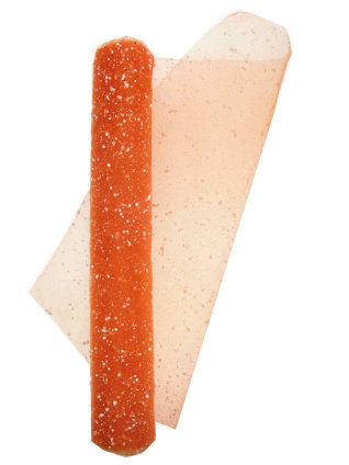 Deco-tule op rol oranje met witte punt 450cm/48cm