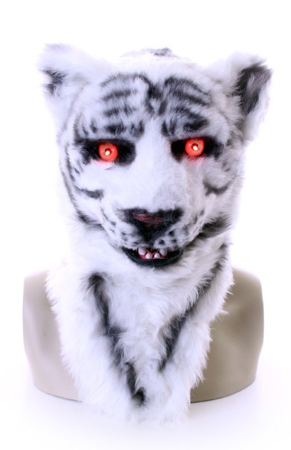 Volkop masker tijger wit lichtgevende ogen, bewegende mond