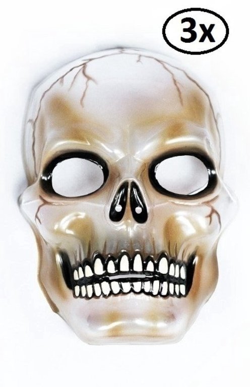 3x Halloween Masker transparant skull