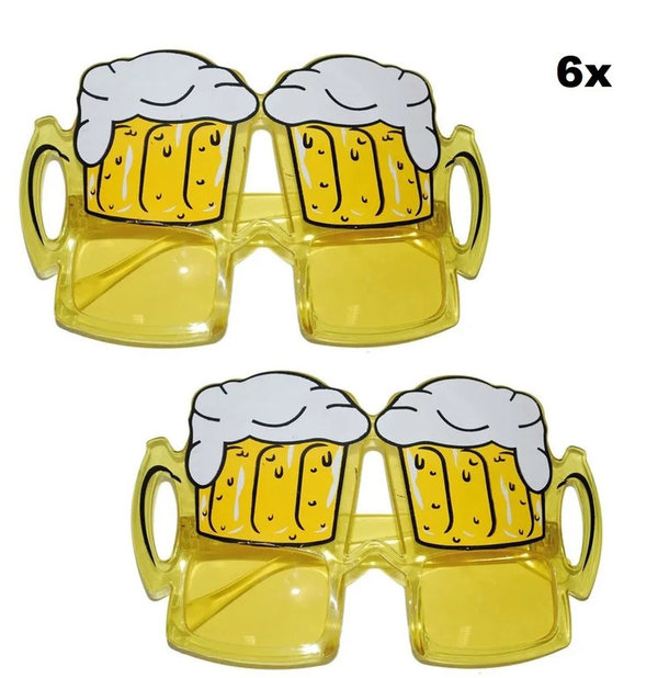6x Bril Bierglazen geel