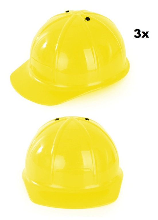 3x Verstelbare bouwhelm geel