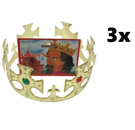 3x Kroon koning verstelbaar goud