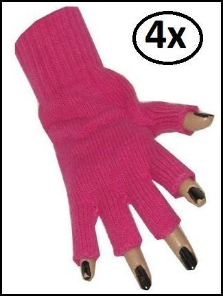 4x Vingerloze handschoen fuchsia