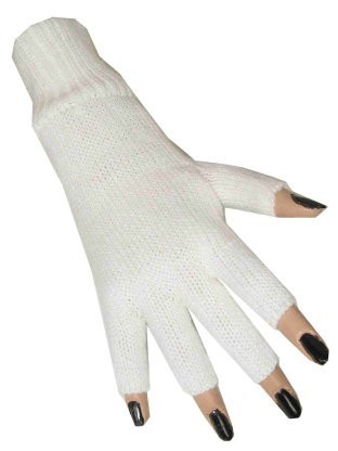 5x Vingerloze handschoen wit