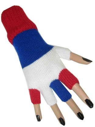 5x Vingerloze handschoen rood/wit/blauw