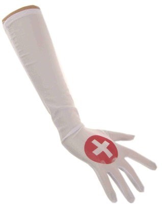 6x Handschoenen verpleegster lang satijn