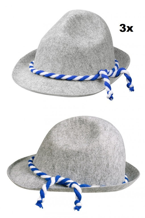 3x Tiroler hoed grijs jagershoedje Anton
