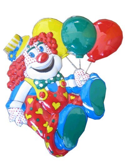 12x Clownsdeco met ballons 50x45cm