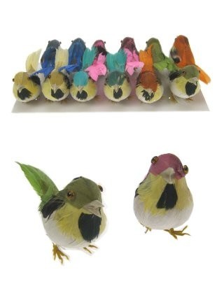 Decoratie vogeltjes per 6 stuks assortie 6cm