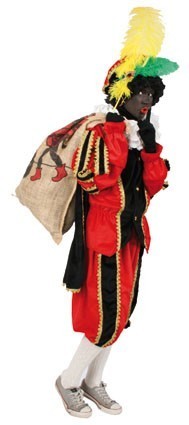 Piet plushe zwart/rood (mooie kwaliteit voor buiten) mt.XS-S