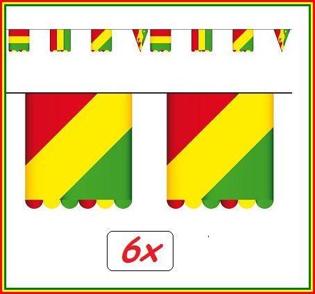 6x Vlaggenlijn karton rd/gl/gr 3 mtr dubbelz vlag