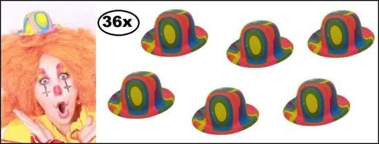36x Plastic mini hoedjes fluor kleuren