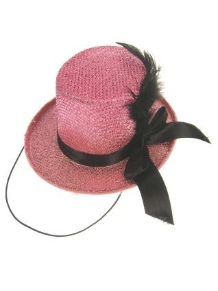 3x Midi hoge hoed glitter + deco pink
