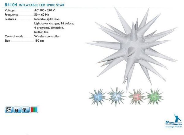 Opblaas Spike star LED 1.5m